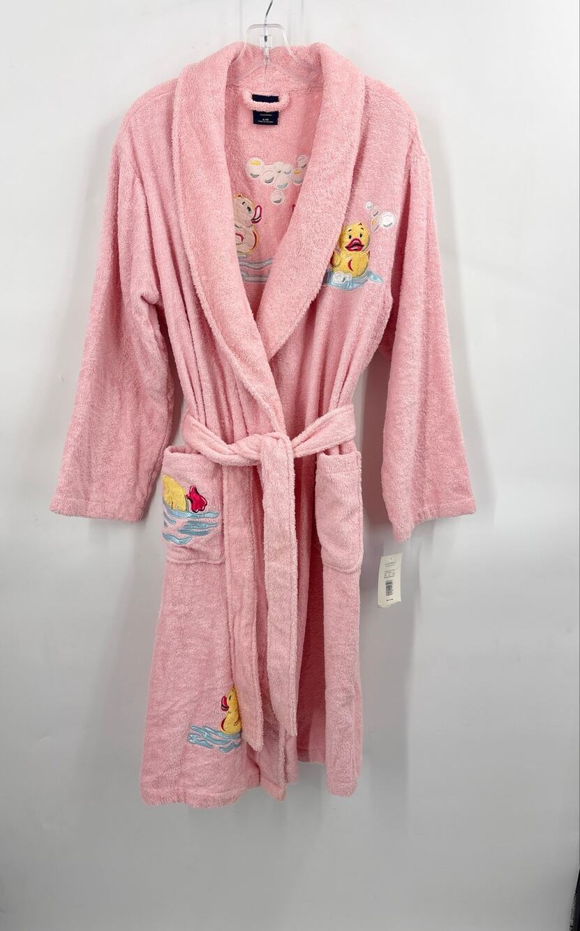 Vintage Nick & Nora Pink Duck Ducky Terrycloth Bath Robe Size S/M New NWT